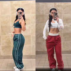Women's Parachute Wide-Leg Pants, High-Waisted Baggy Track Trousers