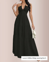 Halter Neck Tiered Maxi Dress