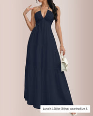 Halter Neck Tiered Maxi Dress