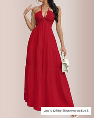 Halter Neck Tiered Maxi Dress