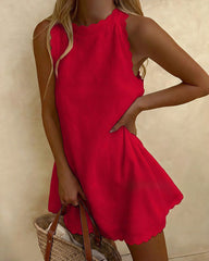 The Coastal Escape Sleeveless Swing Dress