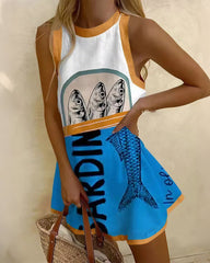 Summer Printed Sleeveless Beach Dress