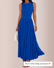 Sleeveless Ruched High-Waist Maxi Dress