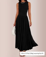 Sleeveless Ruched High-Waist Maxi Dress