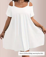 Plus Size Summer Elegant And Comfortable Solid-Color Dress