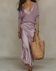 Effortless Knit & Satin Midi Ensemble