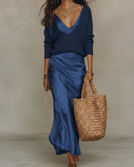 Effortless Knit & Satin Midi Ensemble