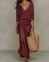 Effortless Knit & Satin Midi Ensemble