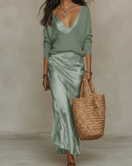Effortless Knit & Satin Midi Ensemble