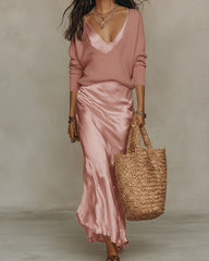 Effortless Knit & Satin Midi Ensemble