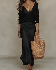 Effortless Knit & Satin Midi Ensemble
