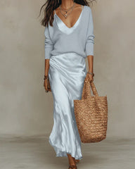 Effortless Knit & Satin Midi Ensemble