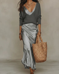 Effortless Knit & Satin Midi Ensemble