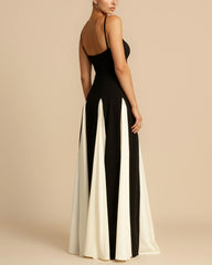 Paloma A-Line Maxi Dress Contrast Panel Flowy Elegant Evening Dress