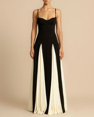 Paloma A-Line Maxi Dress Contrast Panel Flowy Elegant Evening Dress