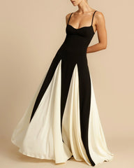 Paloma A-Line Maxi Dress Contrast Panel Flowy Elegant Evening Dress