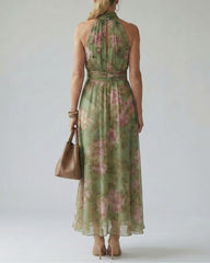 Gathered Halter Midi Dress