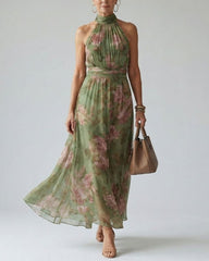 Gathered Halter Midi Dress