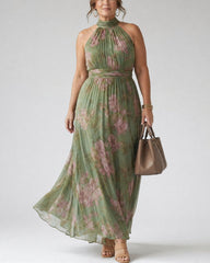 Gathered Halter Midi Dress