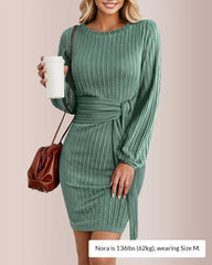 Elegant Knit Long Lantern Sleeve Fall Bodycon Curvvvy