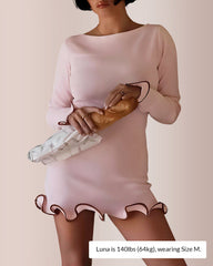 Women¡¯s Colorblock Wave Hem Knit Dress