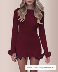 Women¡¯s Colorblock Wave Hem Knit Dress