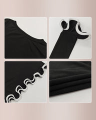 Women¡¯s Colorblock Wave Hem Knit Dress