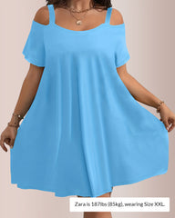 Plus Size Summer Elegant And Comfortable Solid-Color Dress