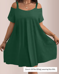 Plus Size Summer Elegant And Comfortable Solid-Color Dress