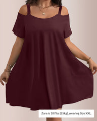 Plus Size Summer Elegant And Comfortable Solid-Color Dress