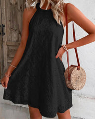 Openwork Halter Neck A-Line Dress