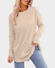 Casual Thumbhole Long Sleeve Top