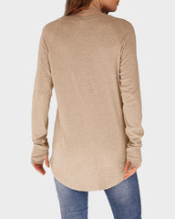Casual Thumbhole Long Sleeve Top