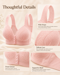 Women's Front Closure Push-Up Jacquard Bra - Comfort & Style
