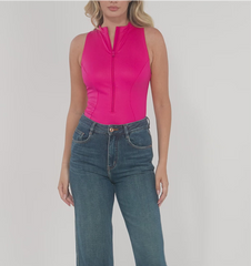 Shapewear Faux Leather Mock Neck Zip Front Sculpting Bodysuit