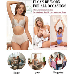 Seamless Full Coverage Brief No Show Underwear High Waist Panties