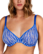 Zebra Wild Unlined Blue Underwire Mesh Bra Set