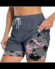 Womens Athletic Shorts with Built In Liner and Drawstring Waist