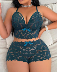 Plus Size Lace Lingerie Set 2-Piece Sexy Sleepwear