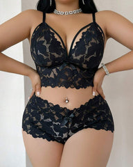 Plus Size Lace Lingerie Set 2-Piece Sexy Sleepwear