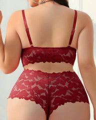 Plus Size Lace Lingerie Set 2-Piece Sexy Sleepwear