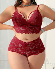 Plus Size Lace Lingerie Set 2-Piece Sexy Sleepwear