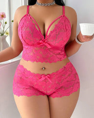 Plus Size Lace Lingerie Set 2-Piece Sexy Sleepwear
