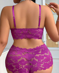 Plus Size Lace Lingerie Set 2-Piece Sexy Sleepwear
