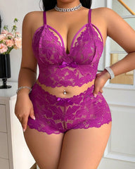 Plus Size Lace Lingerie Set 2-Piece Sexy Sleepwear