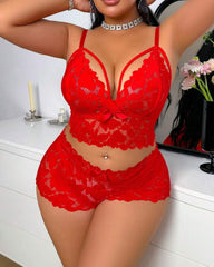 Plus Size Lace Lingerie Set 2-Piece Sexy Sleepwear
