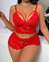 Plus Size Lace Lingerie Set 2-Piece Sexy Sleepwear