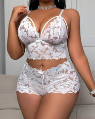 Plus Size Lace Lingerie Set 2-Piece Sexy Sleepwear