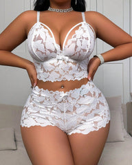 Plus Size Lace Lingerie Set 2-Piece Sexy Sleepwear