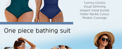 Full Coverage Retro Color Block Swimwear
